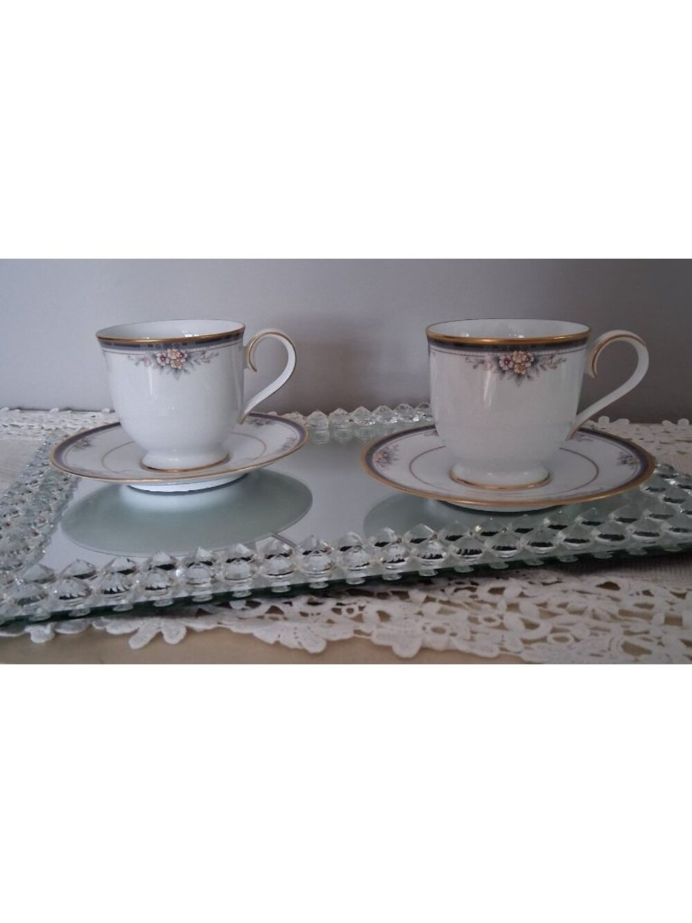 VTG Retired Noritake Ontario 3763 Fine China 2-Footed Cup & Saucer Set Japan